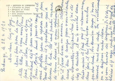 Pamiątka z Luksemburgu — wydawca A. Schäack, nr 1137 — Rewers