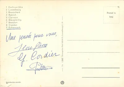 Lembrança do Luxemburgo — 9 vistas — Messageries Paul Kraus — Verso