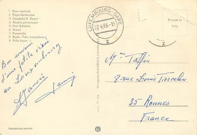 Luxembourg — widok panoramiczny — Messageries Paul Kraus, nr 93 — Rewers