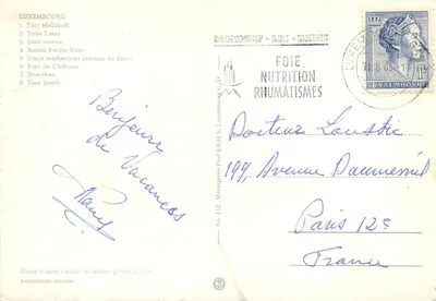 Stare Luksemburg — miejsca historyczne — Messageries Paul Kraus, Nr 152 — Rewers