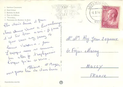Luxemburgo — Casemates do Bock — Messegeries Paul Kraus, n° 88 — Verso