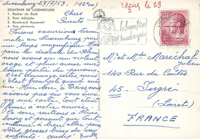 Luxemburgo — Lembrança de Luxemburgo — Editor: Les Bonnes Fêtes Luxembourgeoises — Verso