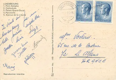 Luxemburg — Most Adolphe, Katedra, Pałac Książęcy, Panorama, Aleja Wolności — Messageries G.D. — Rewers