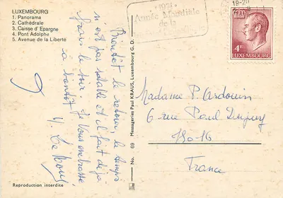 Luxemburgo — Panorama, Catedral, Ponte Adolphe — Messageries G.D. No. 69 — Verso