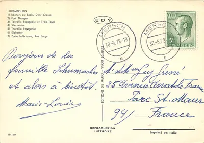 Luxemburgo — Fortaleza Milenar — Éditions Yvoir — Verso