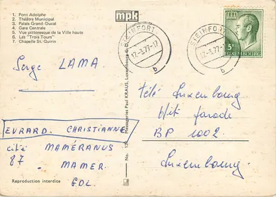 Luxemburgo — Local/Tema principal — editor R. Louis, número de série 5 — Verso