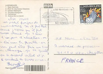 Luxemburgo — seis vistas — Bilhete postal moderno — Verso