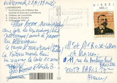 Castelos do Luxemburgo — R. Louis editor, n° 1362 — Verso