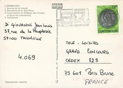 Luxemburgo — Panorama da cidade, viaduto, fortificações e catedral — mpk — Verso