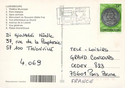 Luxemburg — widok panoramiczny — Messageries du Livre G.D. Nr 119 — Rewers