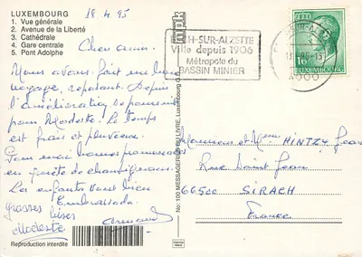 Luxembourg — ogólny widok, aleja Wolności, katedra, centralna stacja, most Adolphe — wydawca Vitanova Holland — Rewers