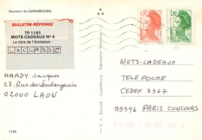Luksemburg — Echternach — Vianden — Schiessentumpel — Esch-sur-Sure — Clervaux — Bulletin-Réponse TP 1191 — Rewers