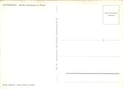 Luxembourg — Alzette pittoresque au Grund — Paul Kraus, No. 37 — Verso