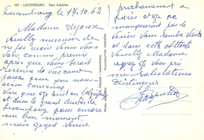 Luxemburgo - Puente Adolphe — vista panorámica — E.A. Schoack, n°107 — Reverso