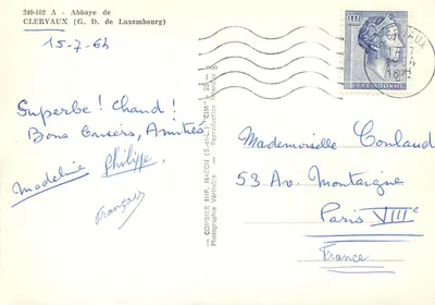 Abadia de Clervaux — G.D. de Luxemburgo — Combier Imp. Macon — Verso