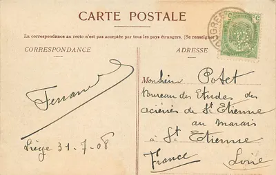 Liège — A Postagem — Editor e número de série ilegíveis — Verso