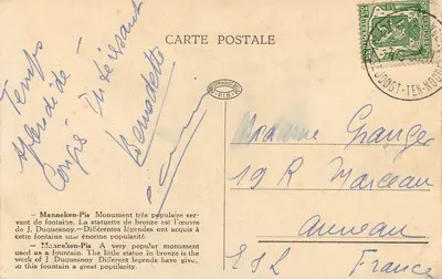 Manneken-Pis — Bruxelas — P.I.B. — Verso