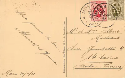 Mons — O Sino — editor Édition Artistique Léon Willame, n°26 — Verso