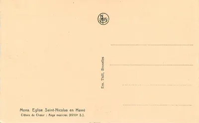 Anjo músico — Cerca do Coro — Igreja de São Nicolau em Havré — Erm. Thill, Bruxelas, XVIIIe S. — Verso