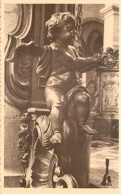 Anjo músico — Fechadura do Coro — Igreja de São Nicolau em Havré, Bruxelas — Editor Em. Thill, Bruxelas