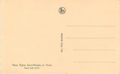 Interior da Igreja de São Nicolau em Havré — editor NELS, Bruxelas — Verso
