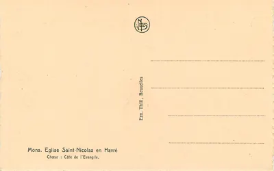 Kościół św. Nikodema w Havré — Ołtarz: Strona Ewangelii — Wydawca N. Thill, Bruksela — Rewers