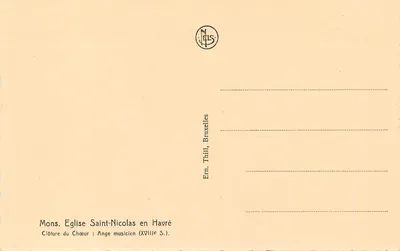 Muziekengel — Klooster van het koor — Kerk van Sint-Nicolaas in Havré, Brussel — Achterkant