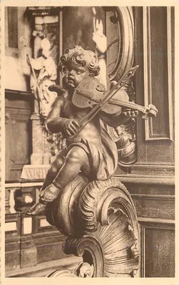 Anjo músico — Clôture do Coro — Igreja de São Nicolau em Havré, Bruxelas — Ern. Thill, Bruxelas