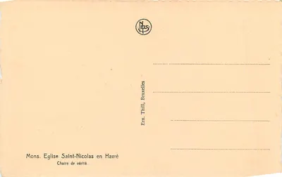 Kościół św. Mikołaja w Havré — Ołtarz Prawdy — Wydawca Em. Thill, Bruksela — Rewers