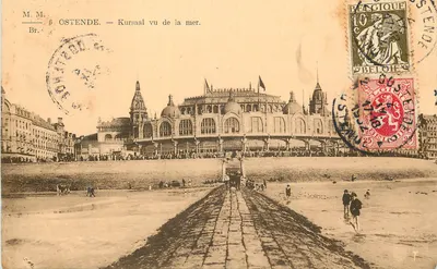 Ostende — Kursaal visto do mar — M.M. Br. (editor desconhecido)