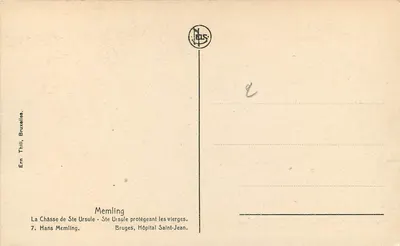 Die Reliquienschrein der Heiligen Ursula — Heilige Ursula schützt die Jungfrauen — Hans Memling, Brügge, Krankenhaus St. Johannes — Rückseite