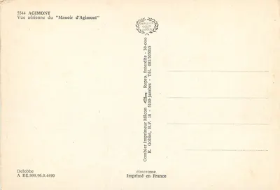 Manoir d'Agimont — Widok z lotu ptaka — Combiér Imprimeur Mâcon — Rewers