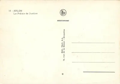 Arlon — Pałac Sądu — Wydawca Thill, S.A. - Bruksela — Rewers