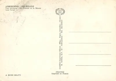 Anseremme - 5500 Dinant — Widok z lotnictwa - Pricuré i Meuse ku dołowi — Combier Imprimeur Mâcon — Rewers