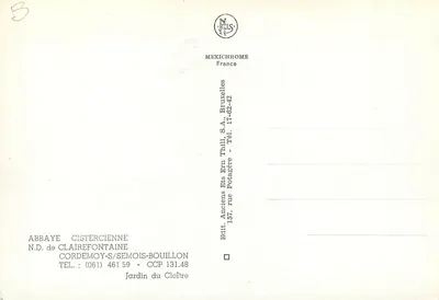 Ogród Klasztoru — Klasztor Cystersów w Clairefontaine — Wydawca IRIS — Rewers