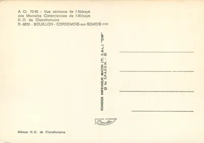 Abadia das Moniales Cistercienses de Clairefontaine — Vista aérea — Impressor Combier — Verso
