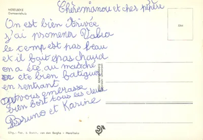 Merelbeke — Ratusz — wydawca Pap. & Boekh. van den Berghe — Rewers