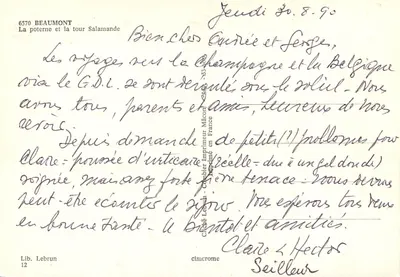 La poterne i wieża Salamande — Beaumont — Lib. Lebrun, nr 12 — Rewers
