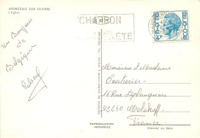 Monceau-sur-Sambre — Katedra — Wydawnictwo Mario-Yvoir S. Meuse — Rewers