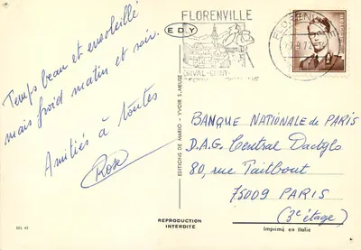 Florenville — vista panorâmica com acampamento, igreja, estátua e paisagem — Éditions S. Meuse — Verso
