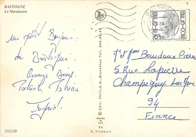 Bastogne — Le Mardasson — Edit. Thill, S.A. n° 252/20 — Verso