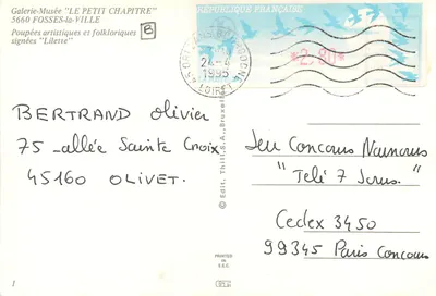 Galeria-Museu "LE PETIT CHAPITRE" — Poupées artísticas e folclóricas assinadas "Lilette" — Édit. Thill, S.A., Bruxelas — Verso
