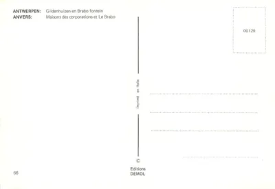 Antwerpen — Gildenhuizen en Brabo fontein — Éditions DEMOL n°00129 — Verso