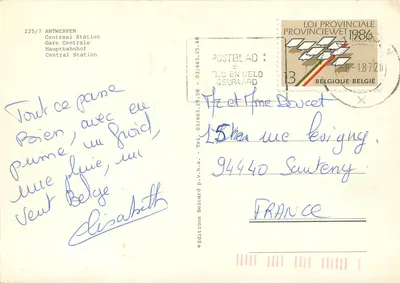 Antwerpen — Estação Central e Zoológico — Edição Belcard p.v.b.a. n°225/7 — Verso