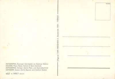 Antwerpen - Place Reine Astrid e Gare Centrale — editor Van MiegheM — Verso
