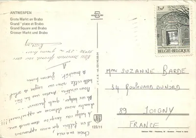Place du Grand Marché em Anvers — Fontaine du Printemps — Edições FISA, série 123/11 — Verso