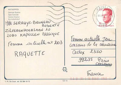 Antwerpen — Estação Central — editor R. De Cock, n° 123/10 — Verso