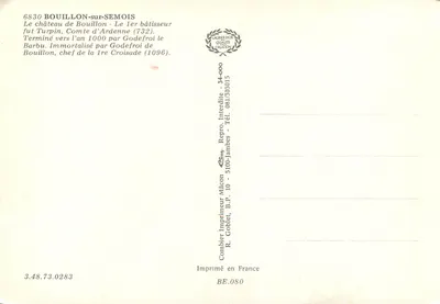 Bouillon-sur-Semois — Zamek Bouillon — Wydawca Combier Imprimeur Mâcon — Rewers