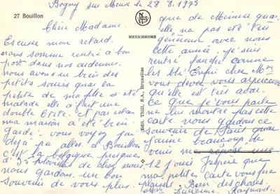 Bouillon — widok panoramiczny zamek i miasto — Mexichrome — Rewers