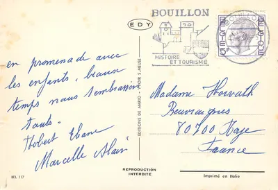 Bouillon — vista panorâmica e atividades fluviais — Edições Edy — Verso